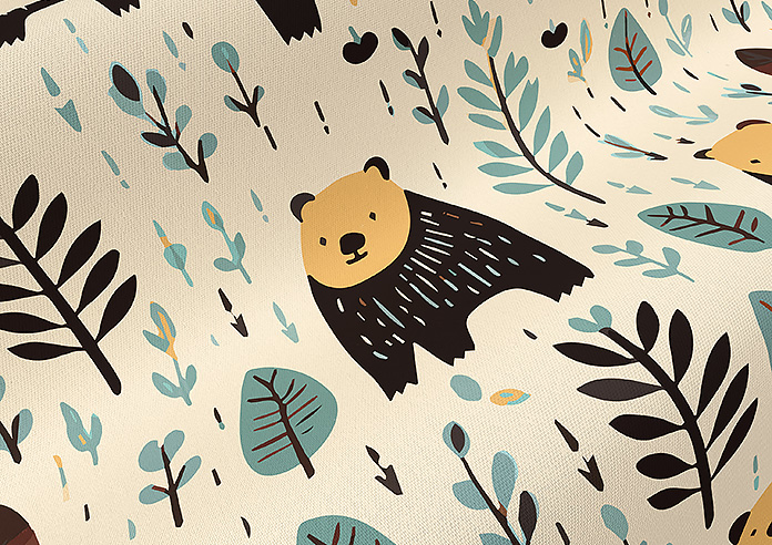 Bear Necessities, Soft Teal - Roman Blind - Image 4